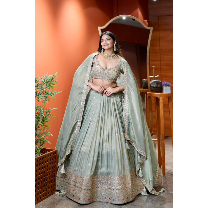 Buy Emerald Elegance Green Lehenga Online - Traditional Indian Wear