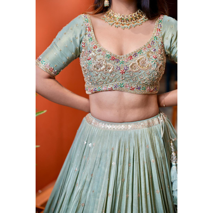Buy Emerald Elegance Green Lehenga Online - Traditional Indian Wear