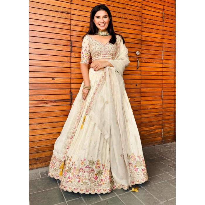Buy Ethereal White Embroidered Lehenga Choli Online - Elegant Ethnic Wear